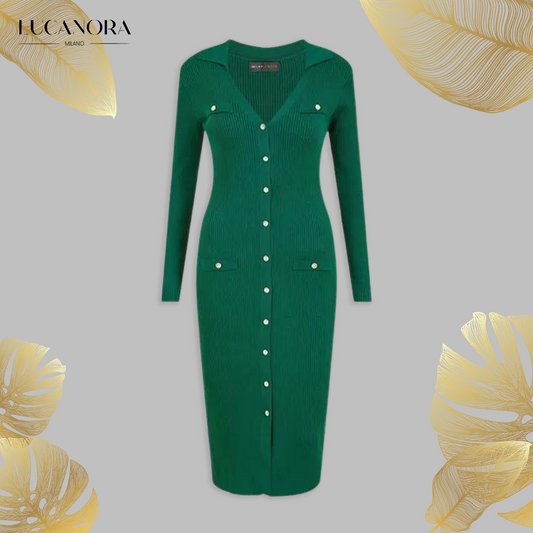 Corazón™ Robe midi en maille avec fermeture boutonnée