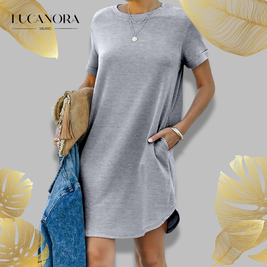 Florence Côté™ Ležérne tričkové šaty s vreckami